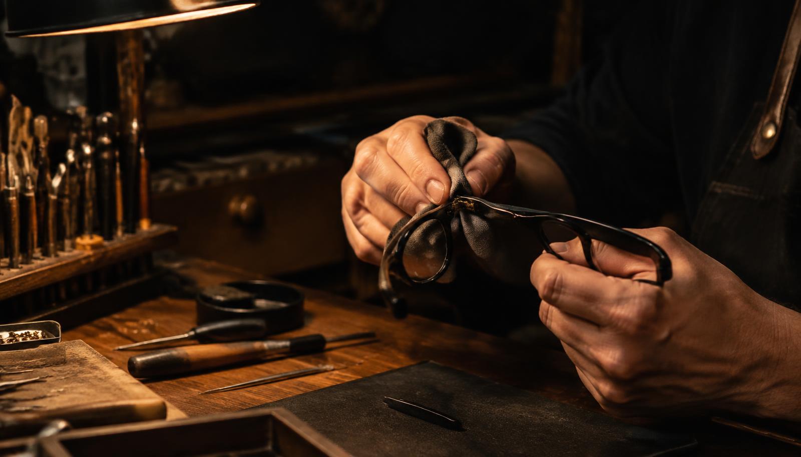 Artisan polishing a frame